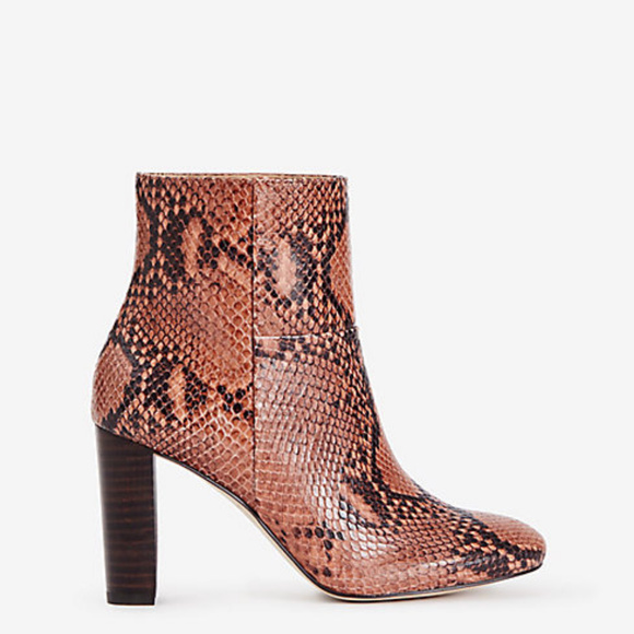 Ann Taylor Shoes - Ann Taylor Snakeskin Animal Print Tan Brown Ankle Boots Booties Heels